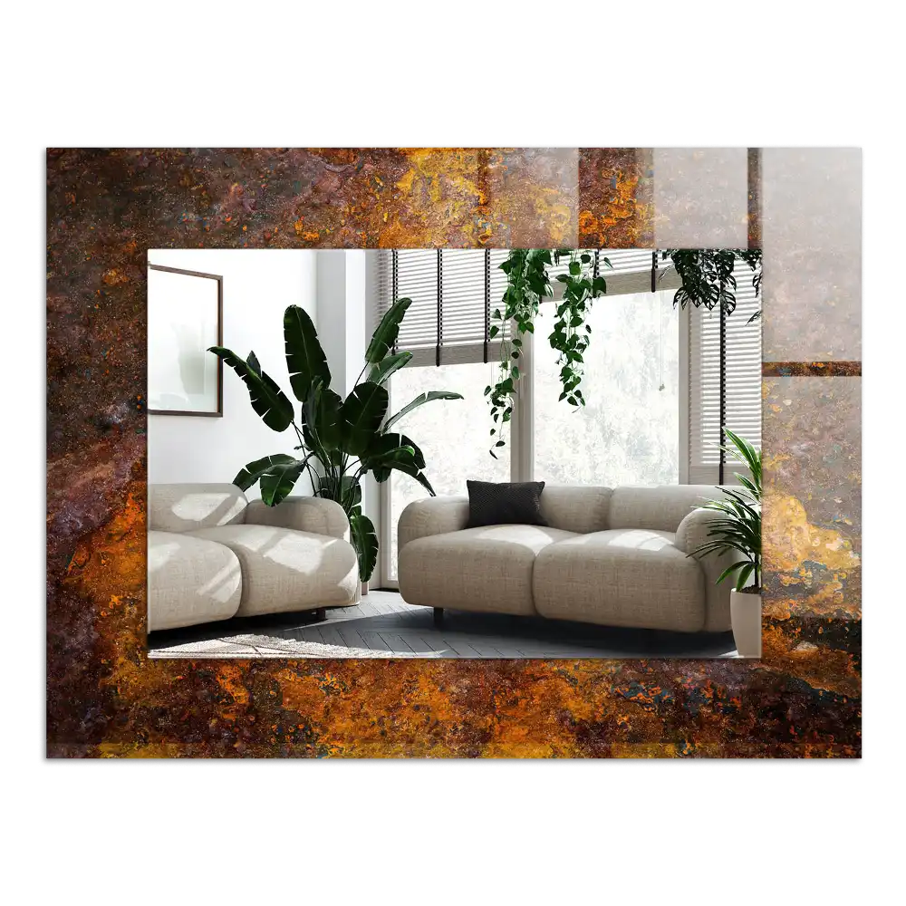 Obdĺžnikové zrkadlo s motívom Hrdzavý kovový povrch