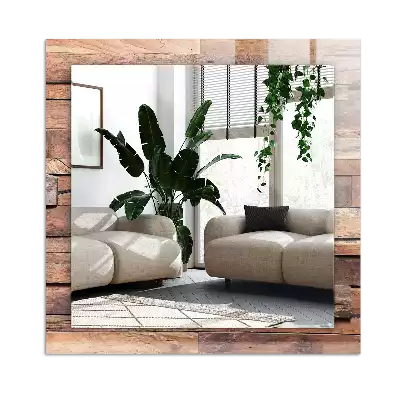 Obdĺžnikové ozdobné zrkadlo Drevená panelová stena