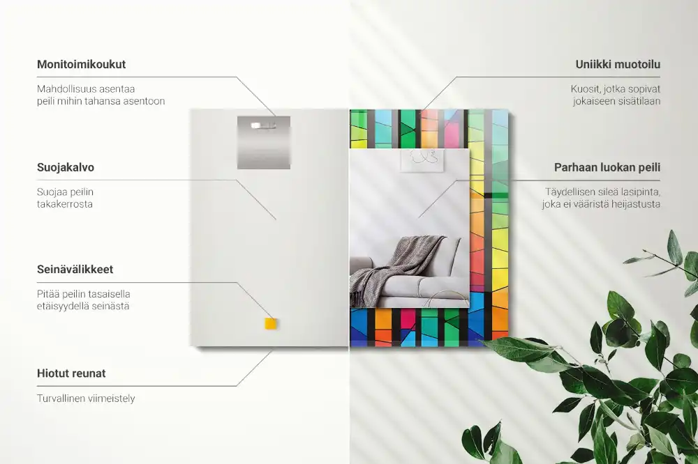 Obdĺžnikové dekoračné zrkadlo Farebné vitrážové pruhy