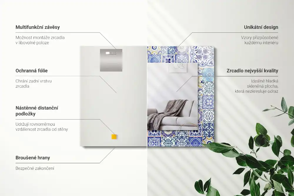 Obdĺžnikové dekoračné zrkadlo Farebné mozaikové dlaždice
