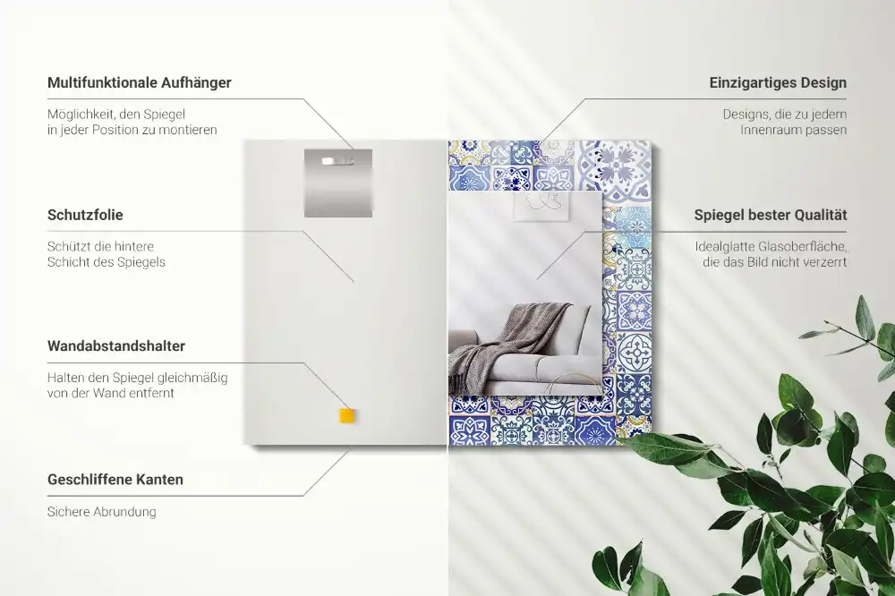 Obdĺžnikové dekoračné zrkadlo Farebné mozaikové dlaždice