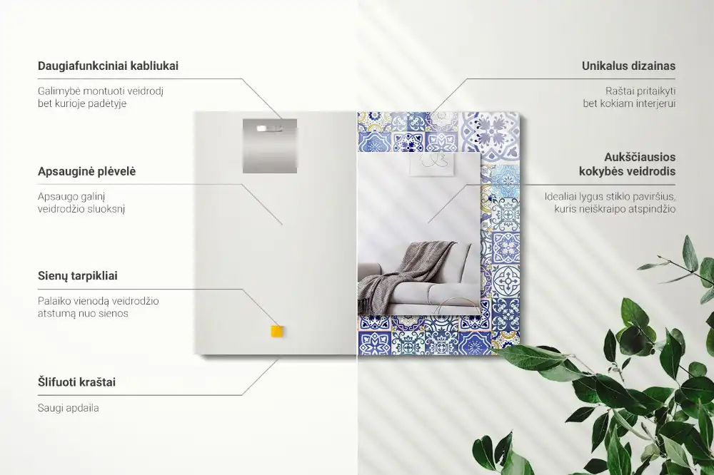 Obdĺžnikové dekoračné zrkadlo Farebné mozaikové dlaždice