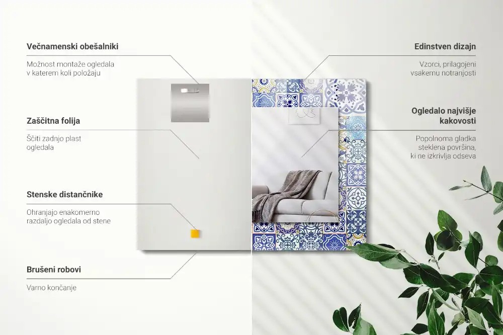 Obdĺžnikové dekoračné zrkadlo Farebné mozaikové dlaždice