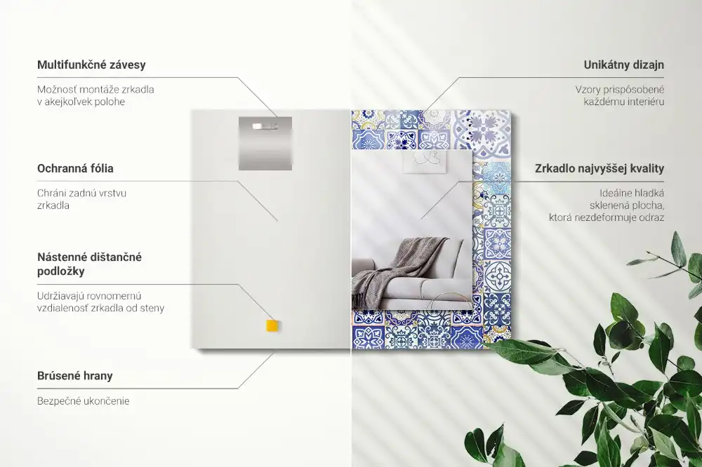 Obdĺžnikové dekoračné zrkadlo Farebné mozaikové dlaždice