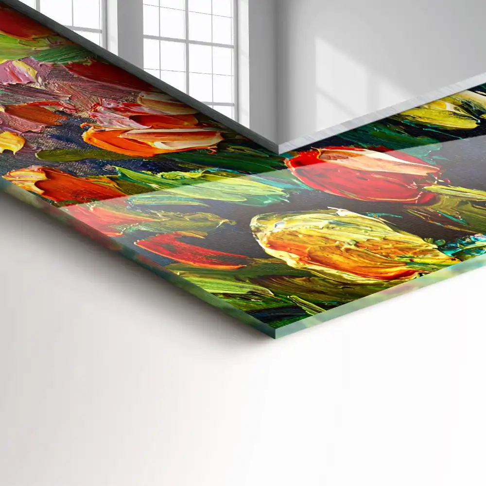 Obdĺžnikové zrkadlo s motívom Tulipánové pole