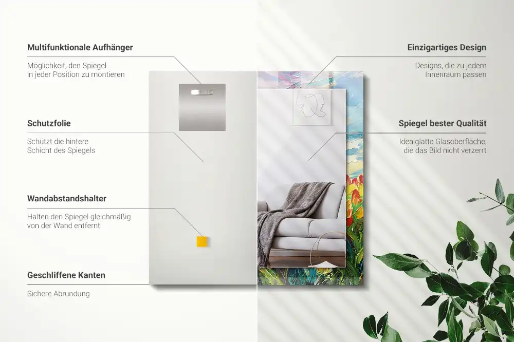 Obdĺžnikové zrkadlo s motívom Tulipánové pole