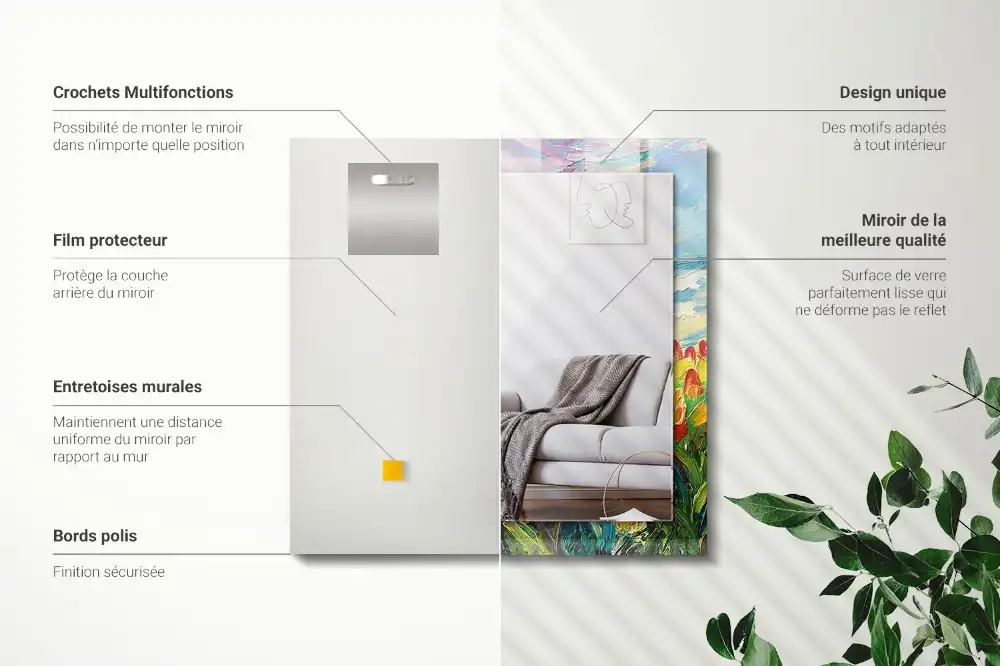 Obdĺžnikové zrkadlo s motívom Tulipánové pole