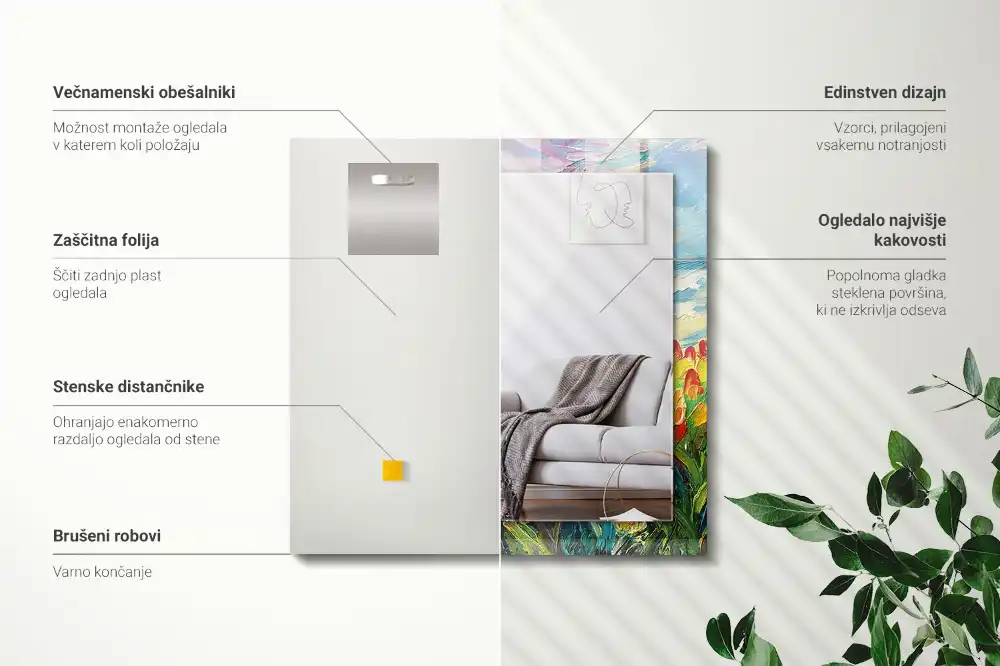 Obdĺžnikové zrkadlo s motívom Tulipánové pole