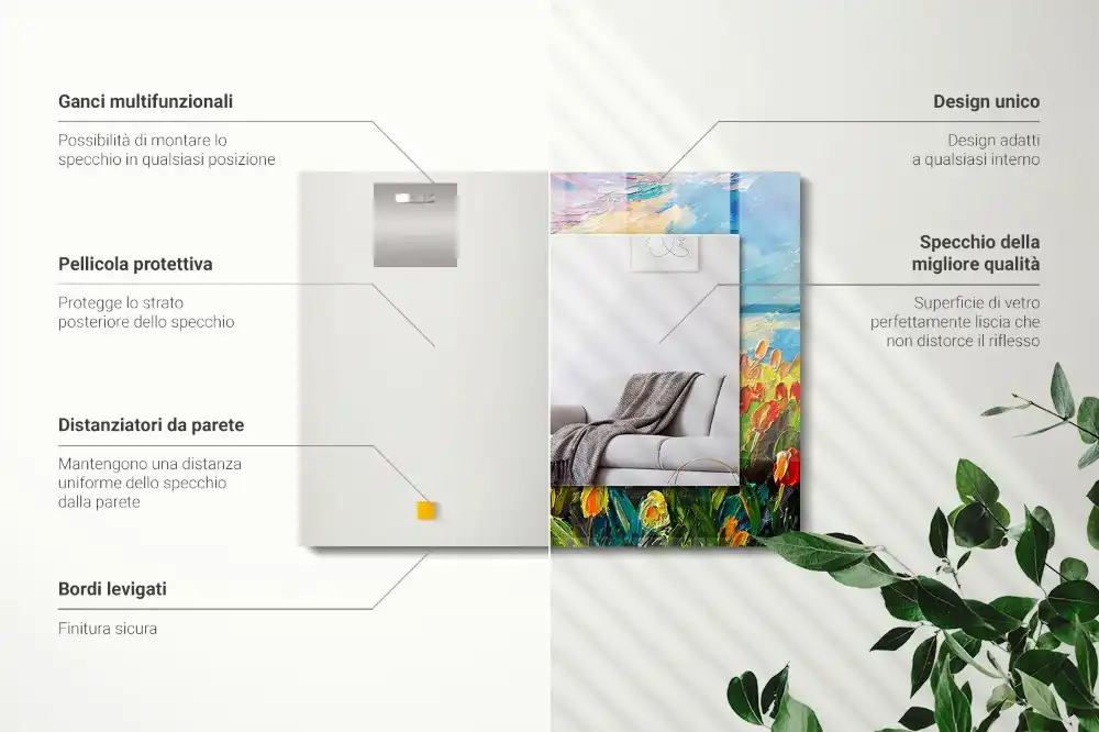 Obdĺžnikové zrkadlo s motívom Tulipánové pole