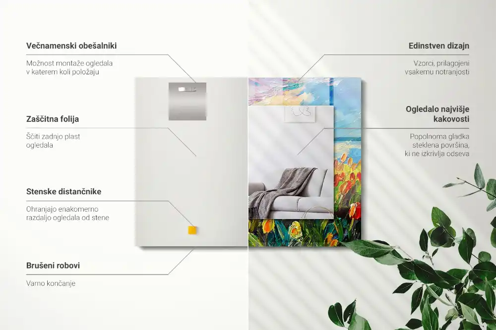 Obdĺžnikové zrkadlo s motívom Tulipánové pole