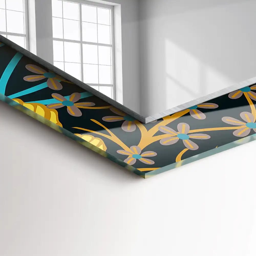 Obdĺžnikové ozdobné zrkadlo Vzory kvetov a listov