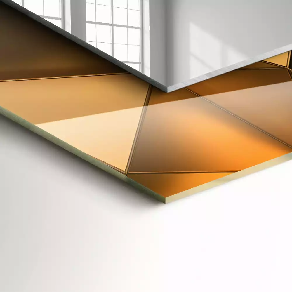Obdĺžnikové dekoračné zrkadlo Zlaté geometrické vzory