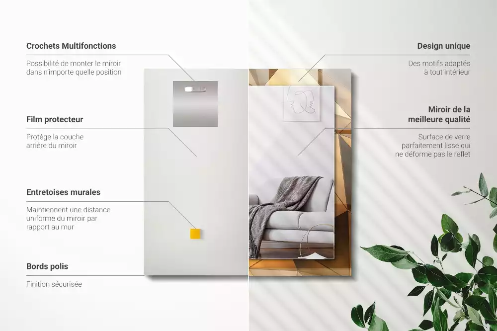 Obdĺžnikové dekoračné zrkadlo Zlaté geometrické vzory