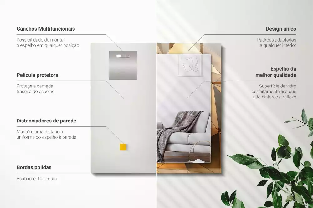 Obdĺžnikové dekoračné zrkadlo Zlaté geometrické vzory