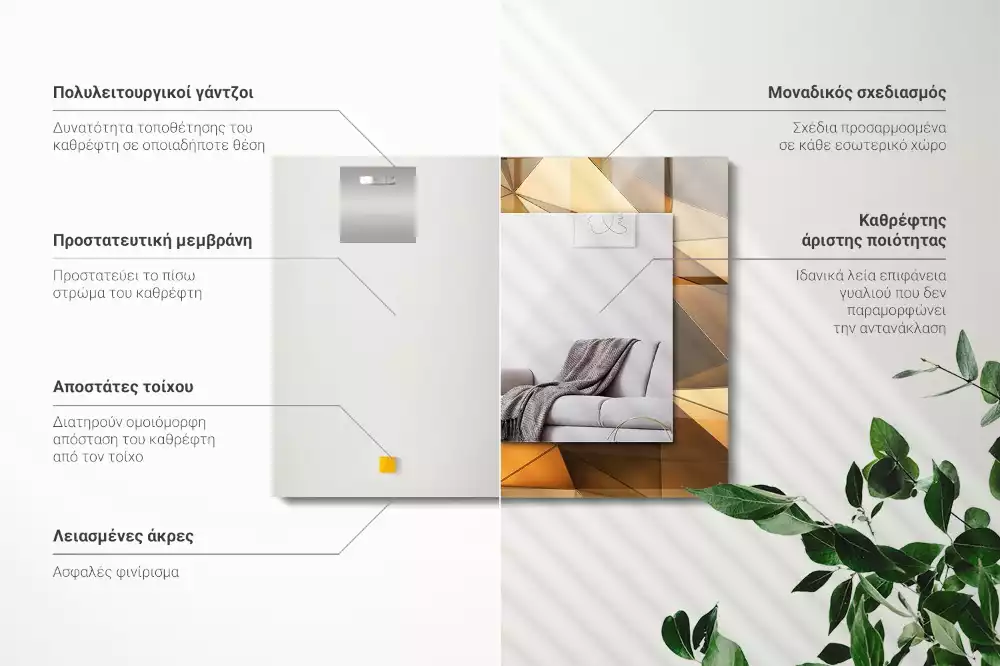 Obdĺžnikové dekoračné zrkadlo Zlaté geometrické vzory