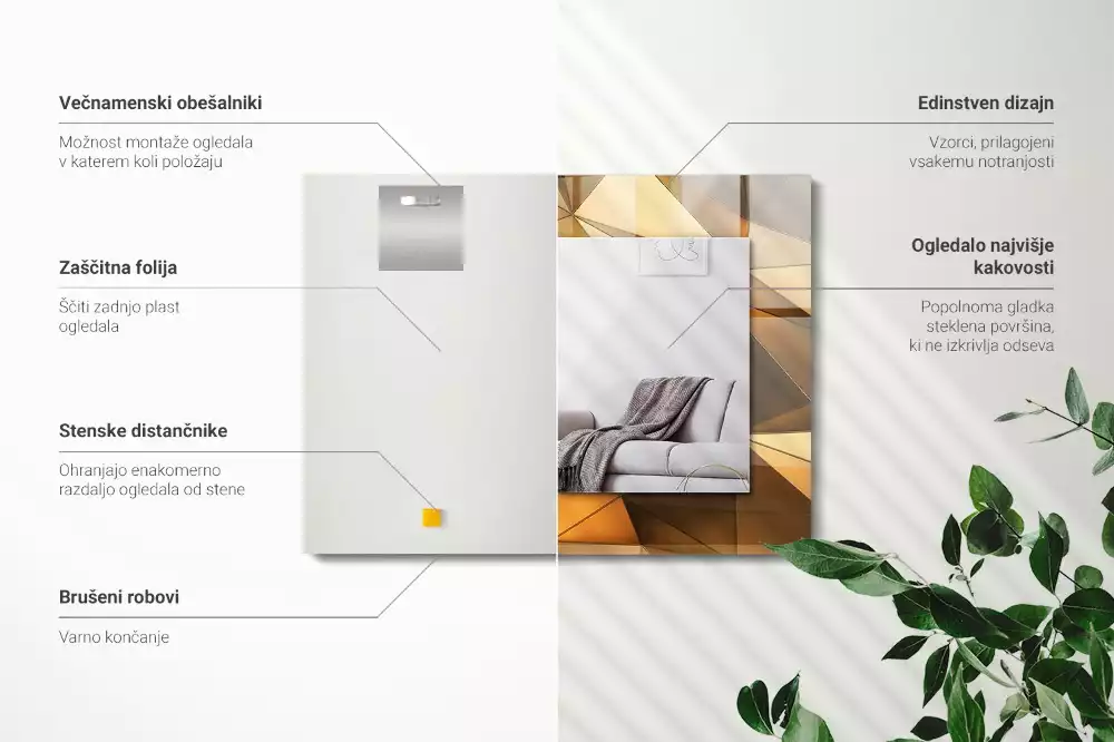 Obdĺžnikové dekoračné zrkadlo Zlaté geometrické vzory