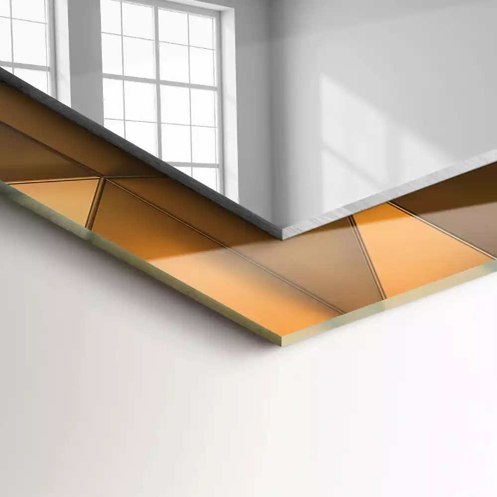 Obdĺžnikové dekoračné zrkadlo Zlaté geometrické vzory