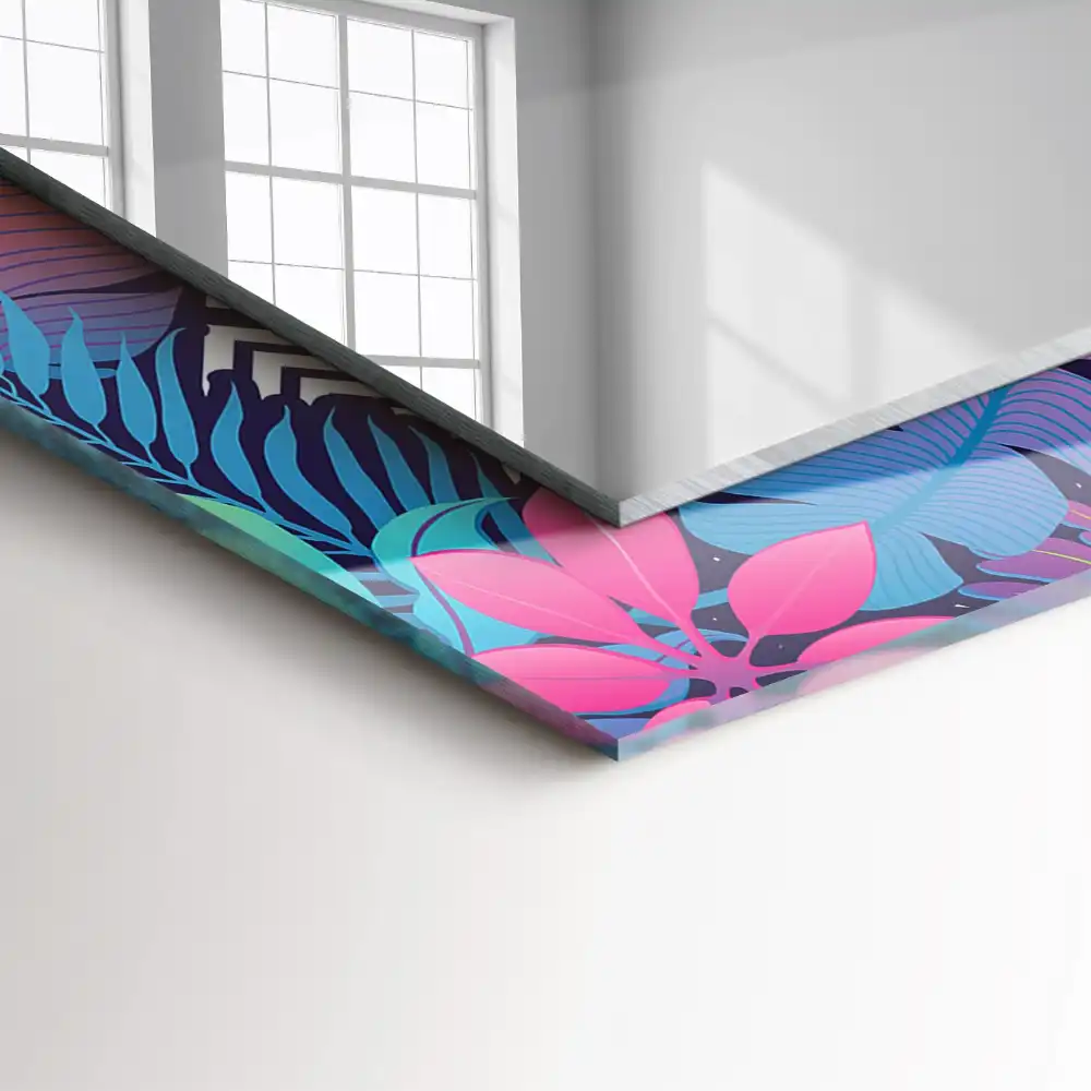 Obdĺžnikové zrkadlo s motívom Farebné tropické listy