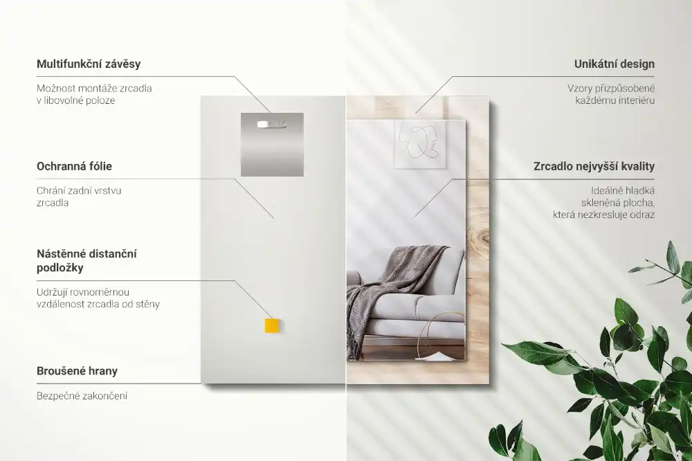 Obdĺžnikové ozdobné zrkadlo Drevo s uzlami