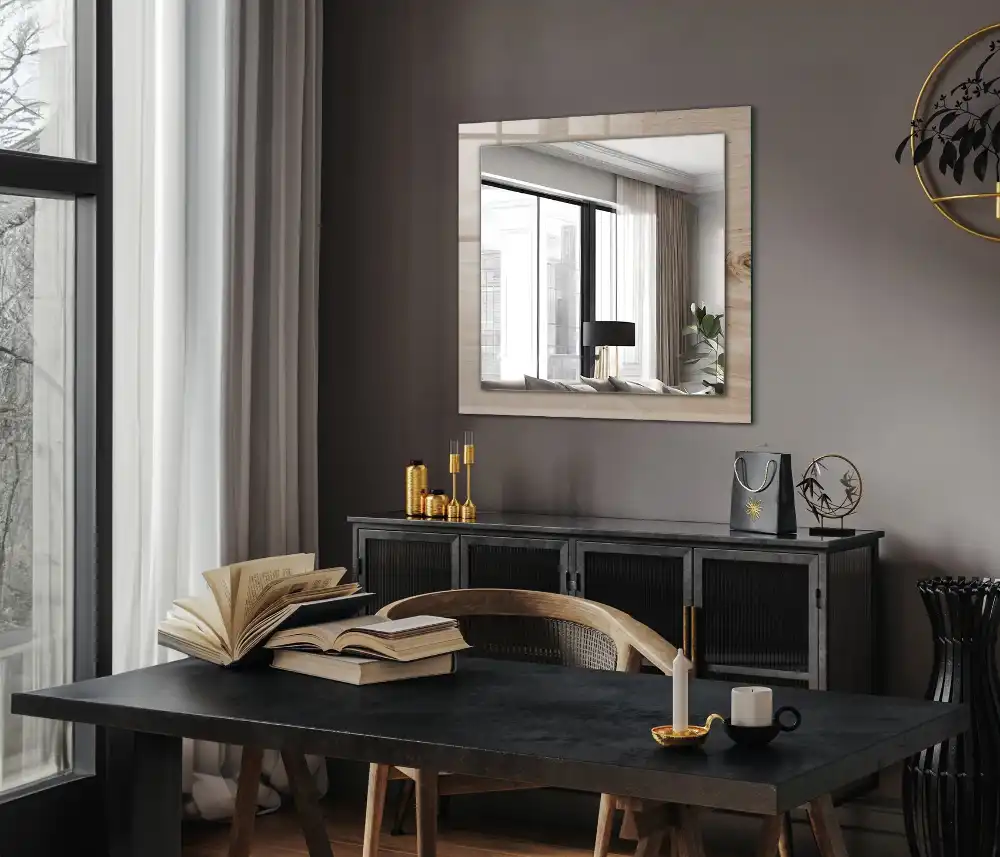 Obdĺžnikové ozdobné zrkadlo Drevo s uzlami