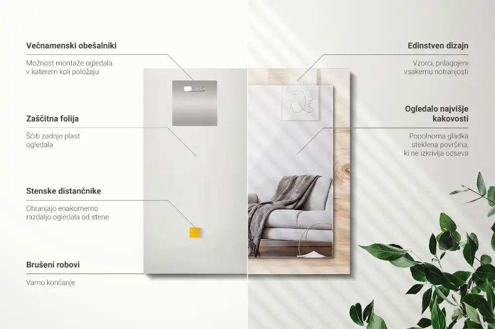 Obdĺžnikové ozdobné zrkadlo Drevo s uzlami