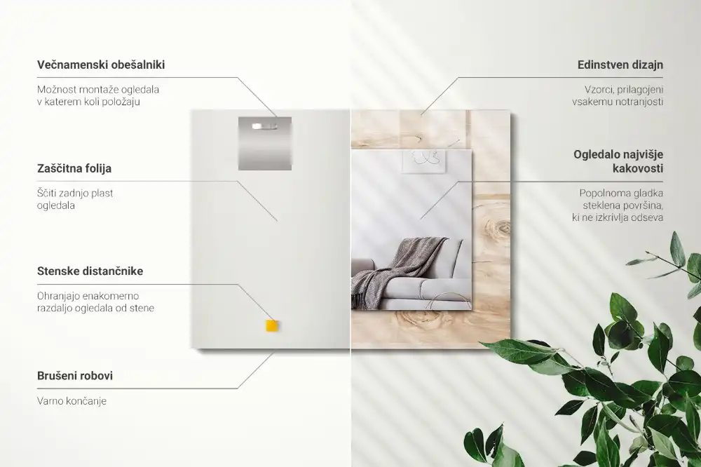 Obdĺžnikové ozdobné zrkadlo Drevo s uzlami