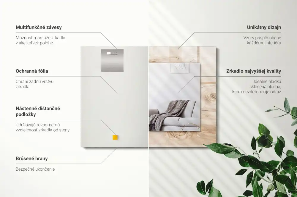 Obdĺžnikové ozdobné zrkadlo Drevo s uzlami