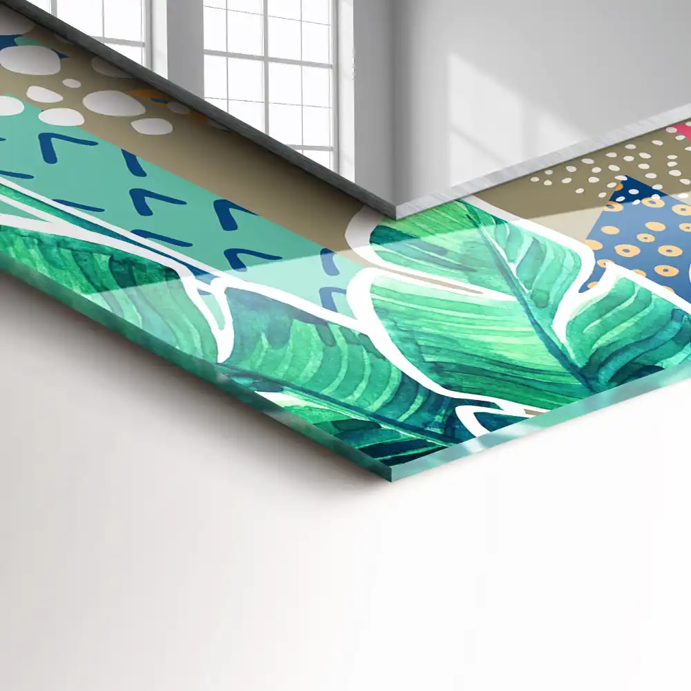 Obdĺžnikové dekoračné zrkadlo Kvety a listy