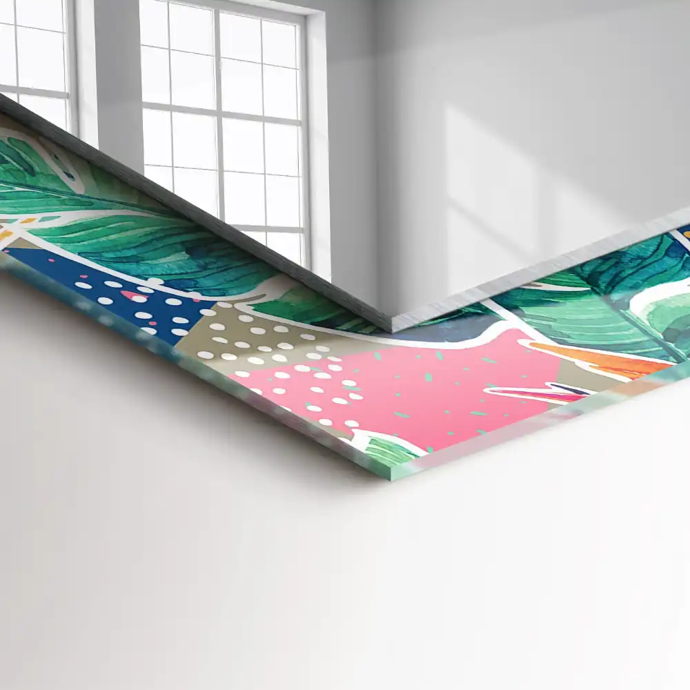 Obdĺžnikové dekoračné zrkadlo Kvety a listy