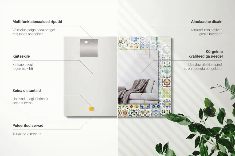 Obdĺžnikové ozdobné zrkadlo Farebné vzory dlaždíc