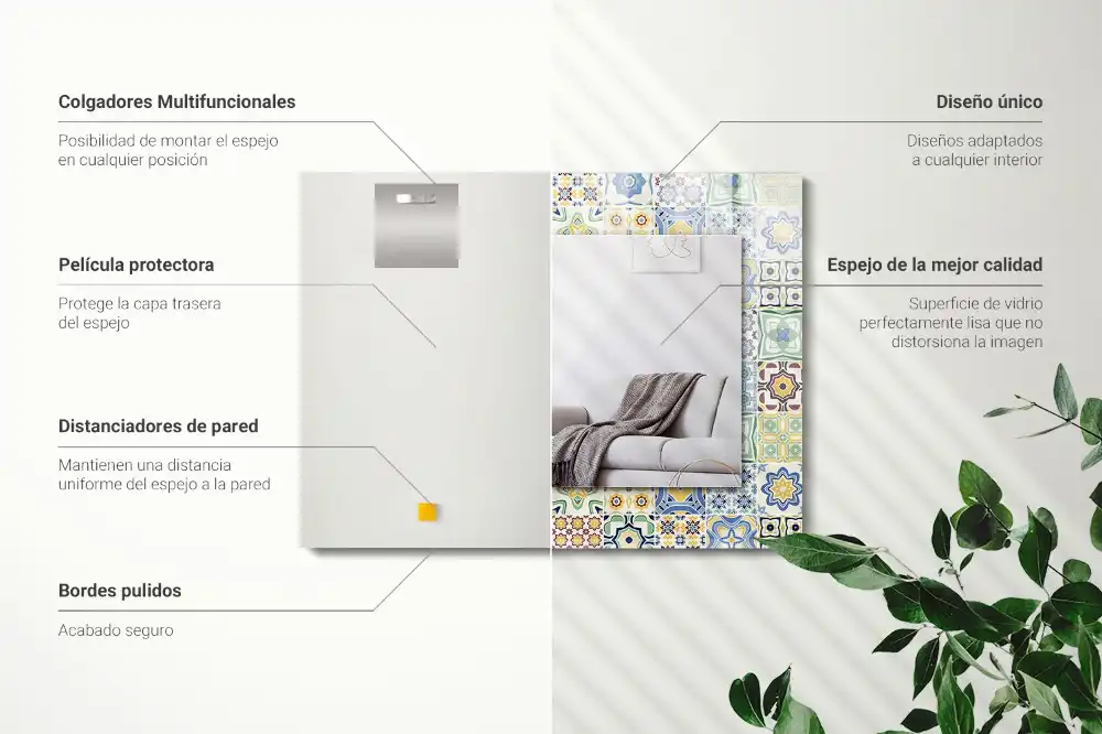 Obdĺžnikové ozdobné zrkadlo Farebné vzory dlaždíc