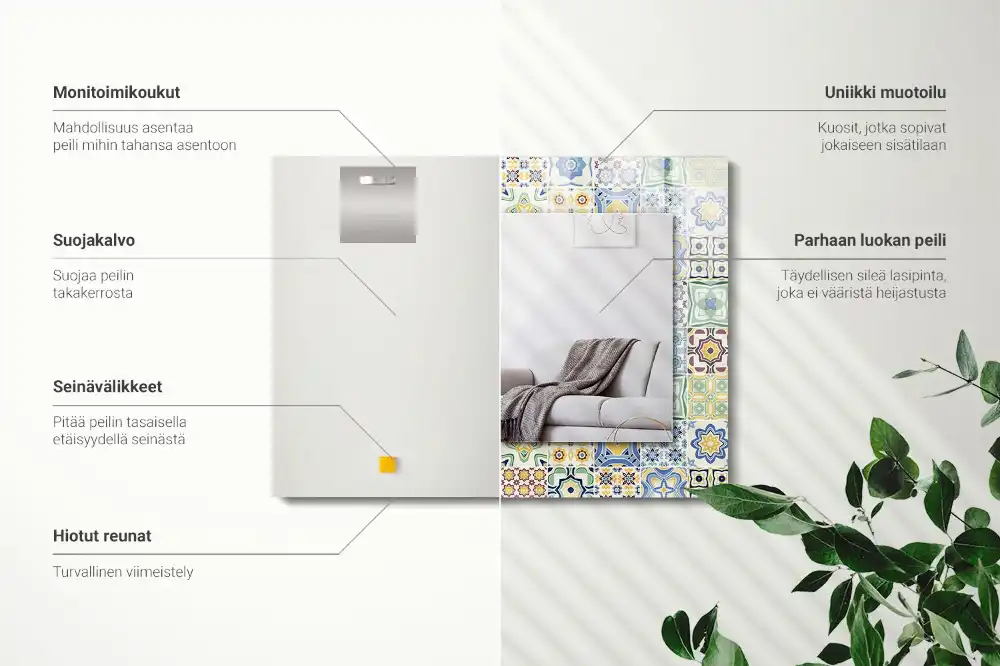 Obdĺžnikové ozdobné zrkadlo Farebné vzory dlaždíc