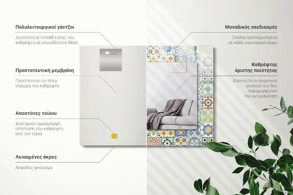 Obdĺžnikové ozdobné zrkadlo Farebné vzory dlaždíc