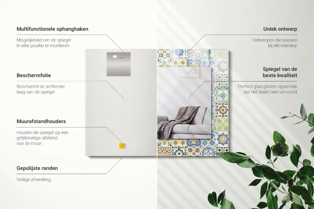 Obdĺžnikové ozdobné zrkadlo Farebné vzory dlaždíc