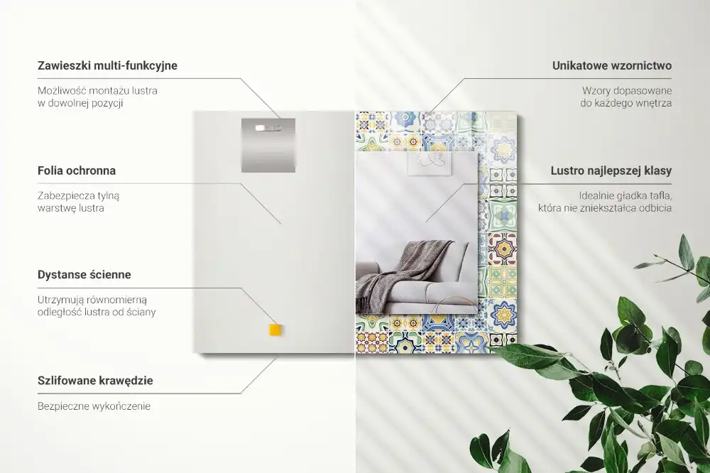 Obdĺžnikové ozdobné zrkadlo Farebné vzory dlaždíc