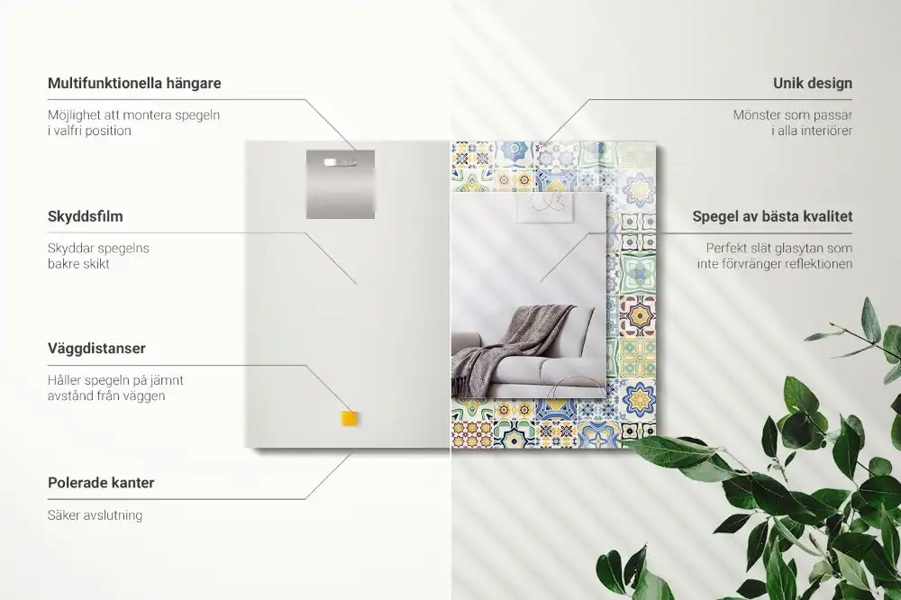 Obdĺžnikové ozdobné zrkadlo Farebné vzory dlaždíc