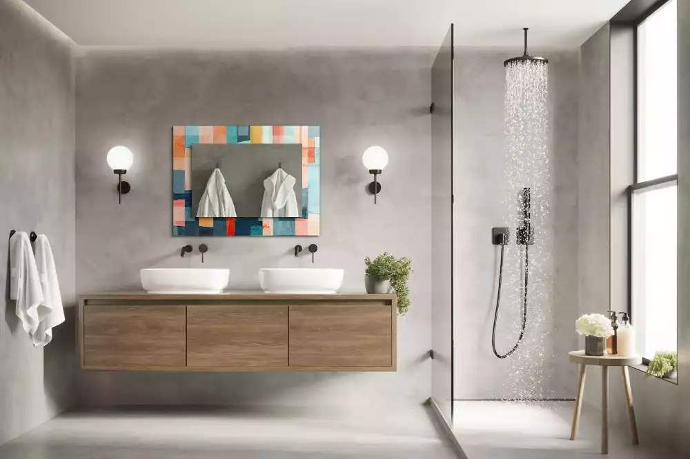 Obdĺžnikové dekoračné zrkadlo Farebné abstraktné obdĺžniky