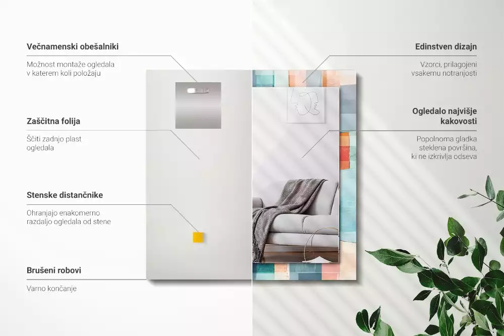 Obdĺžnikové dekoračné zrkadlo Farebné abstraktné obdĺžniky