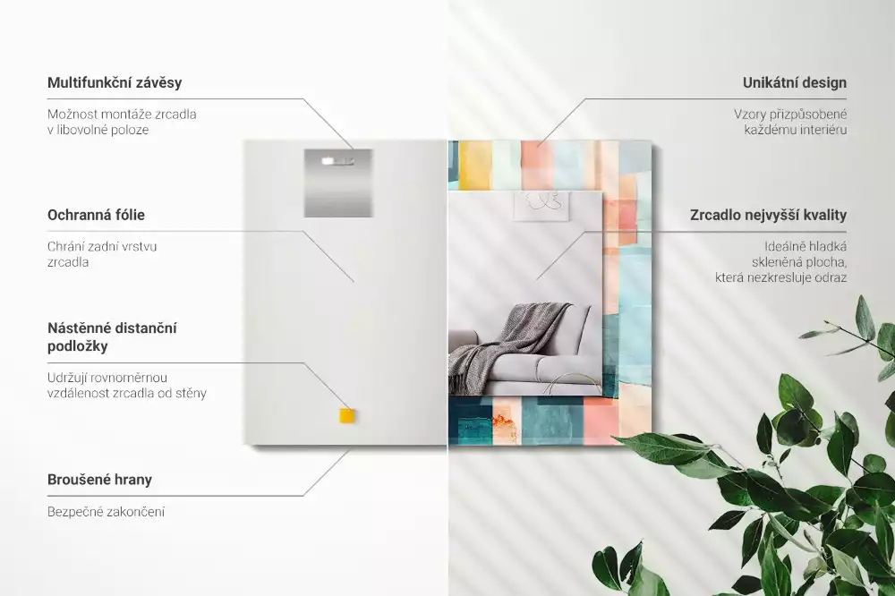 Obdĺžnikové dekoračné zrkadlo Farebné abstraktné obdĺžniky