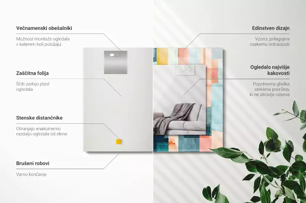 Obdĺžnikové dekoračné zrkadlo Farebné abstraktné obdĺžniky