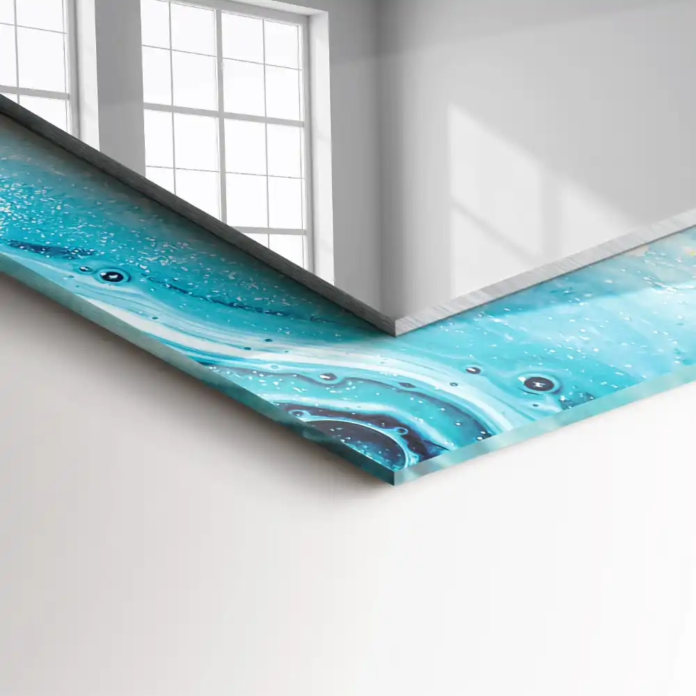 Obdĺžnikové zrkadlo s motívom Abstraktné modré umenie