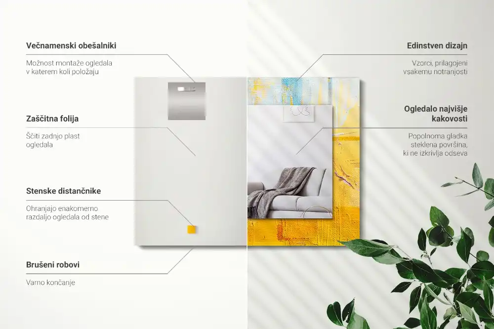 Obdĺžnikové ozdobné zrkadlo Abstraktná olejomaľba