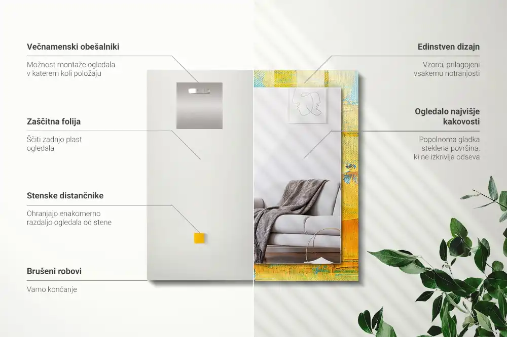 Obdĺžnikové dekoračné zrkadlo Abstraktná olejomaľba