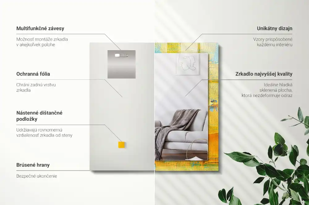 Obdĺžnikové dekoračné zrkadlo Abstraktná olejomaľba