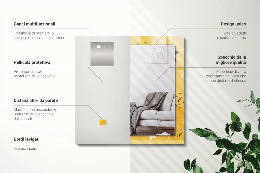 Obdĺžnikové zrkadlo s motívom Kresby rôznych hviezd