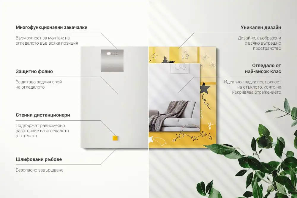 Obdĺžnikové zrkadlo s motívom Kresby rôznych hviezd