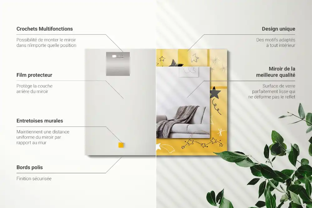 Obdĺžnikové zrkadlo s motívom Kresby rôznych hviezd