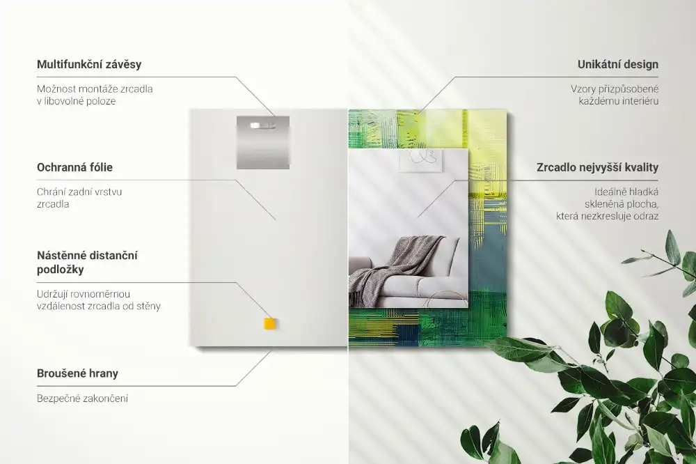 Obdĺžnikové ozdobné zrkadlo Abstraktná kompozícia farieb