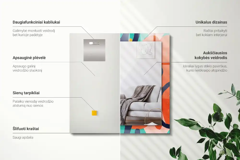 Obdĺžnikové dekoračné zrkadlo Abstraktná farebná grafika