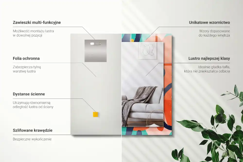 Obdĺžnikové dekoračné zrkadlo Abstraktná farebná grafika